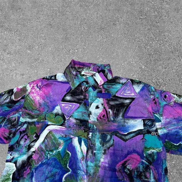 American Vintage 100% Rayon Button Up Shirt Womens Size 8 - Picture 2 of 6